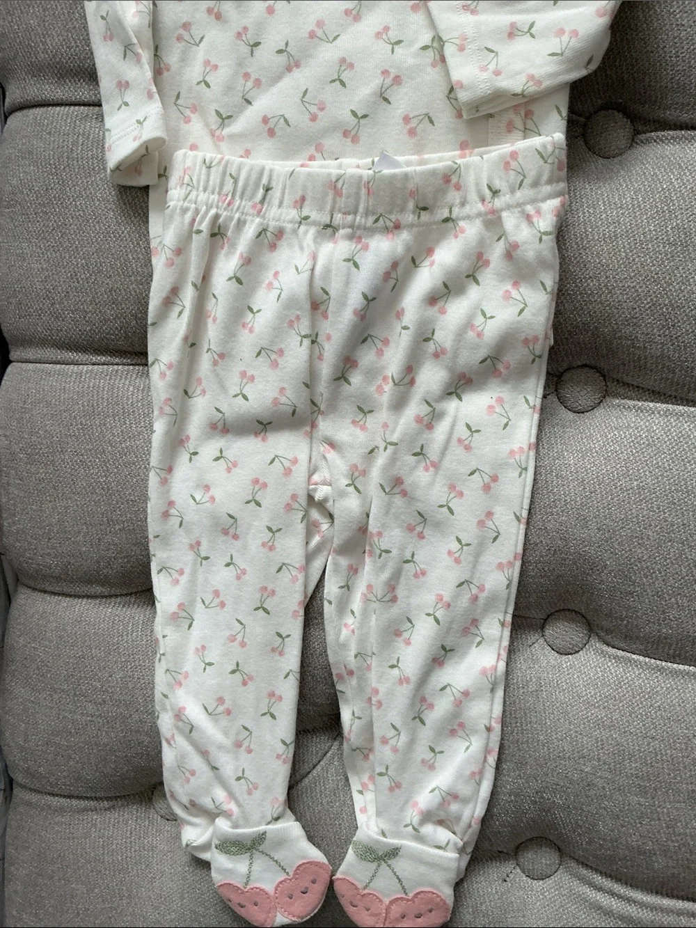 Carter's Cream and Pink Floral Infant Pajama Set